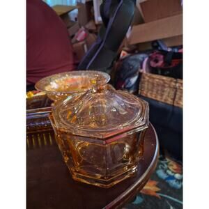 Vintage Indiana Glass Concord Pattern Pink Depression Glass Octagonal Covered C